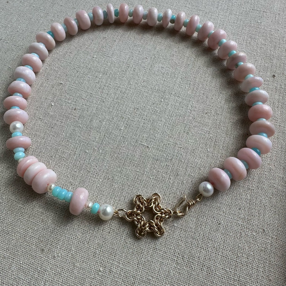 Sarang Star Peruvian Opal and Pearl Necklace - Picture 2 of 5